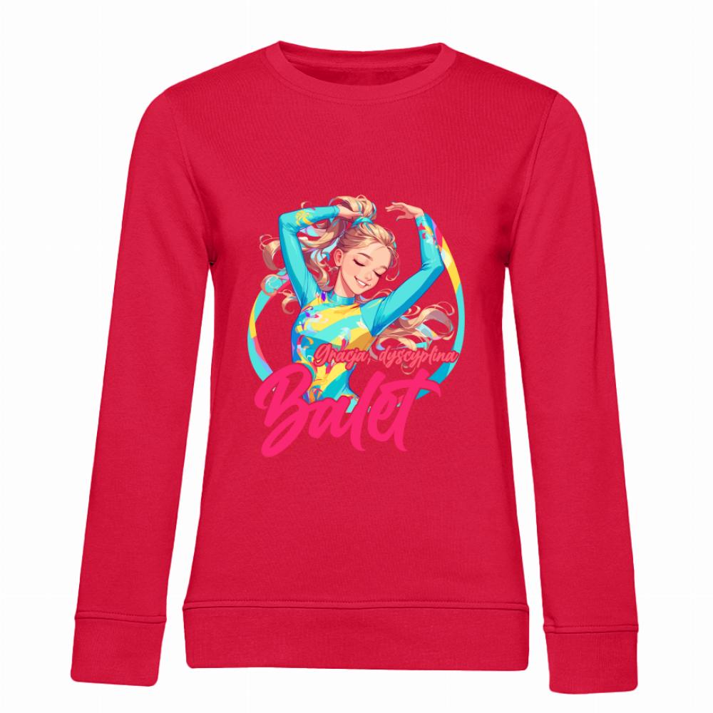 Gracja, dyscyplina, balet bluza damska bez kaptura kolor czerwony