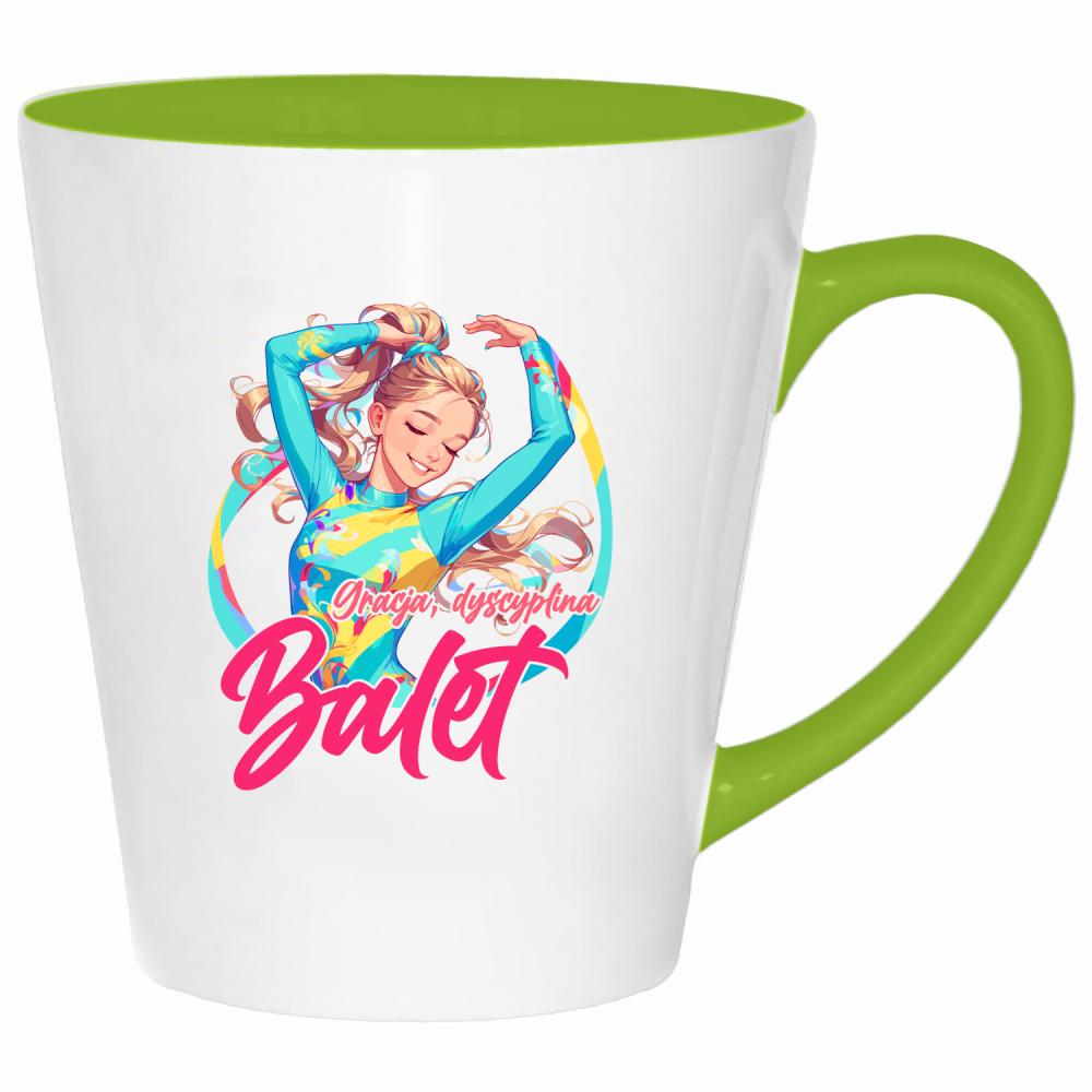 Gracja, dyscyplina, balet kubek latte kolor limonka