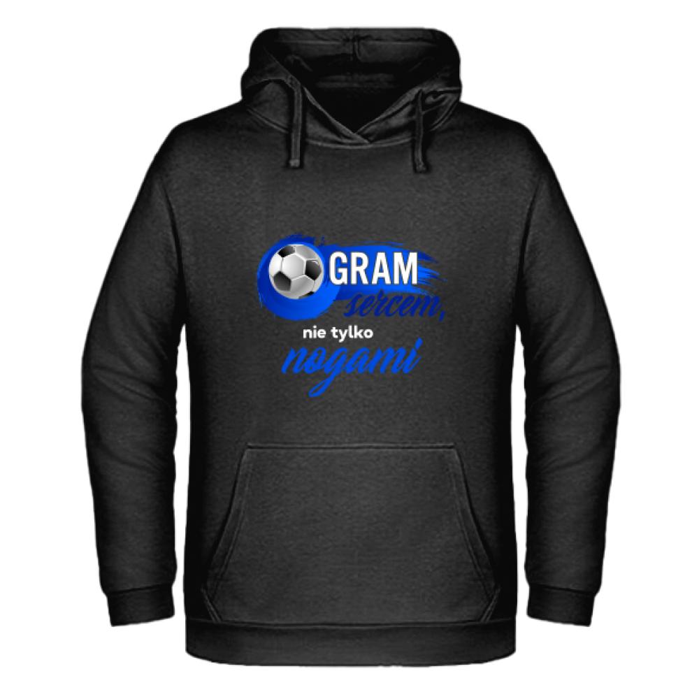 Gram sercem, nie tylko nogami bluza męska z kapturem