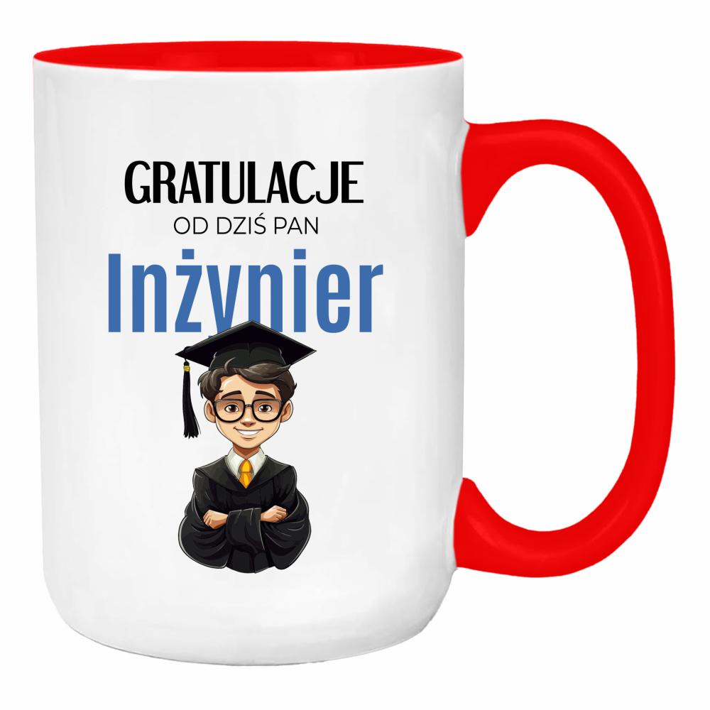 Gratulacje! Od dziś Pan Inżynier duży kubek ucho kolor kolor red
