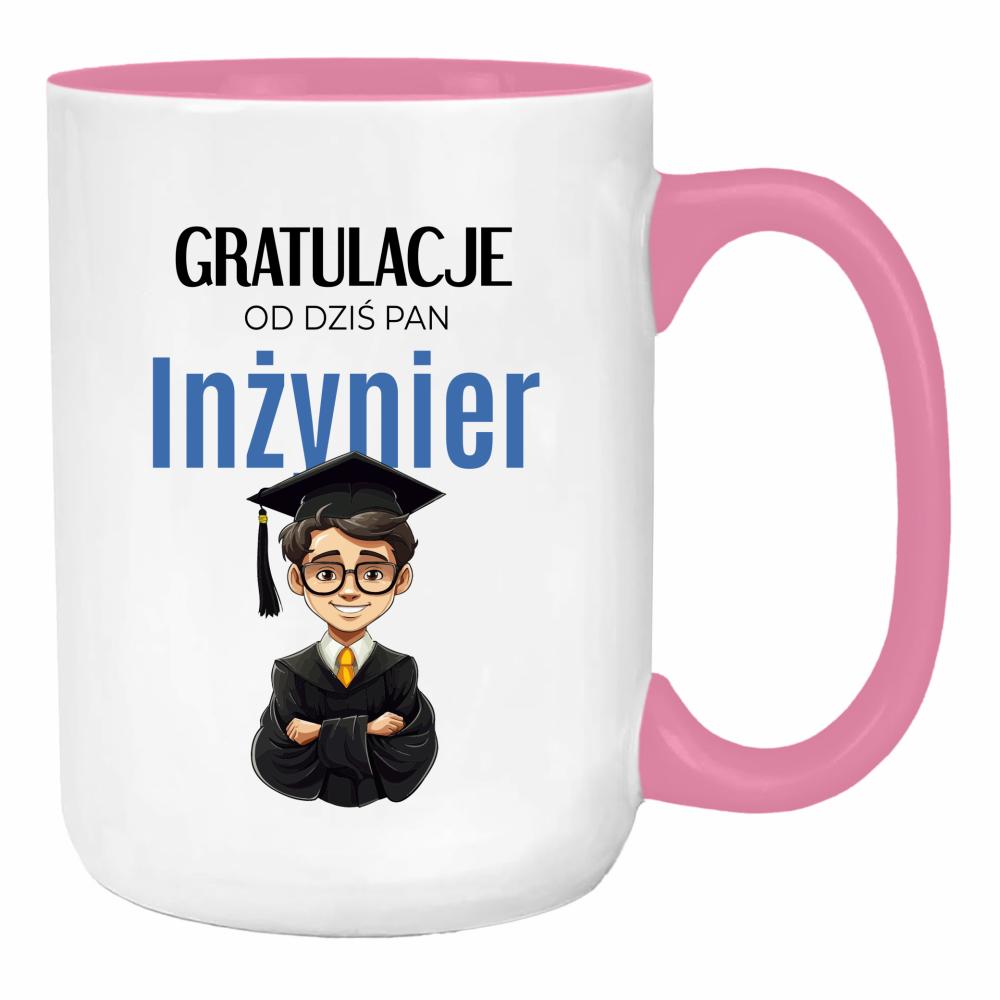 Gratulacje! Od dziś Pan Inżynier duży kubek ucho kolor kolor różowy