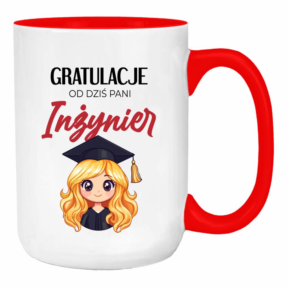 Gratulacje! Od dziś Pani Inżynier duży kubek ucho kolor kolor red