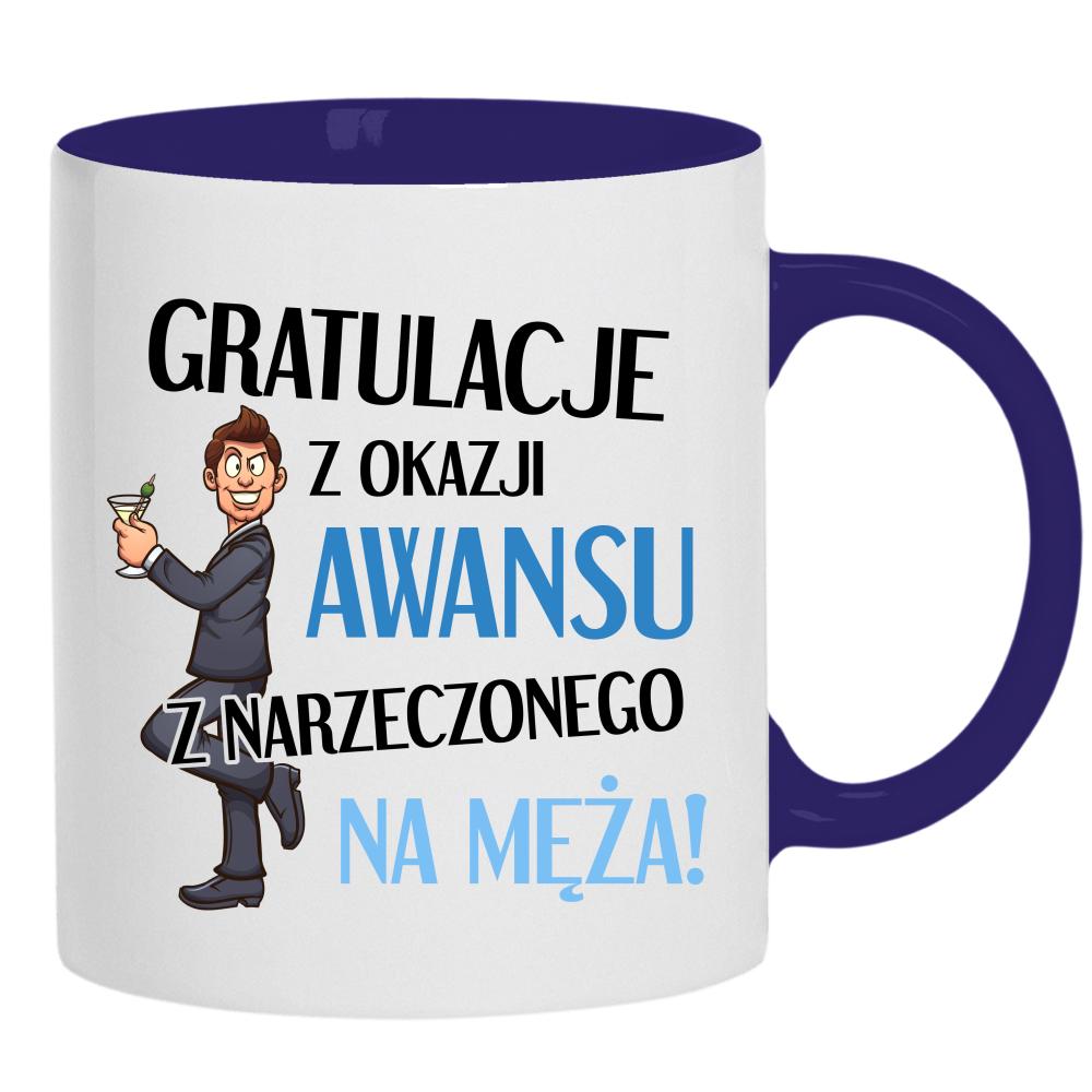 Gratulacje z okazji awansu narzeczonego na męża kubek ucho kolor kolor navy