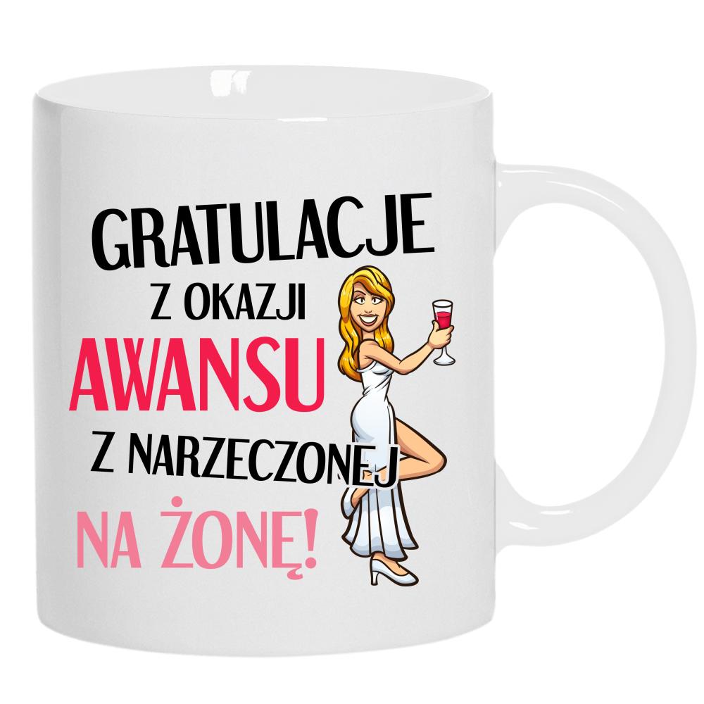 Gratulacje z okazji awansu z narzeczonej na żonę kubek ucho kolor kolor biały