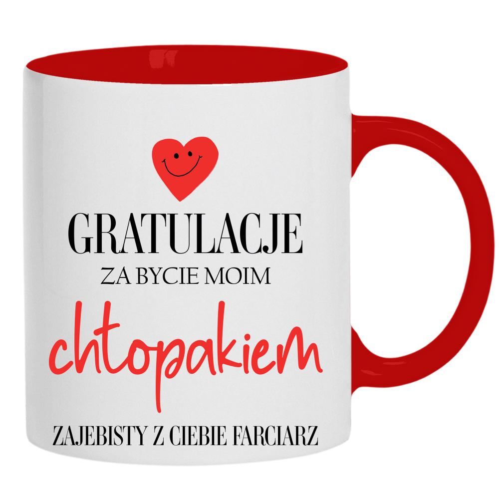Gratulacje za bycie moim chłopakiem 2 kubek ucho kolor