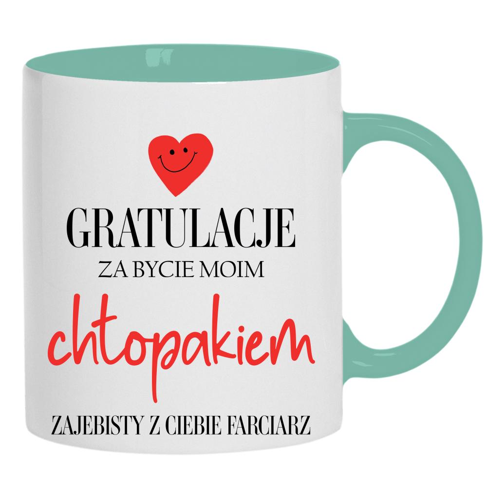 Gratulacje za bycie moim chłopakiem 2 kubek ucho kolor kolor miętowo zielony
