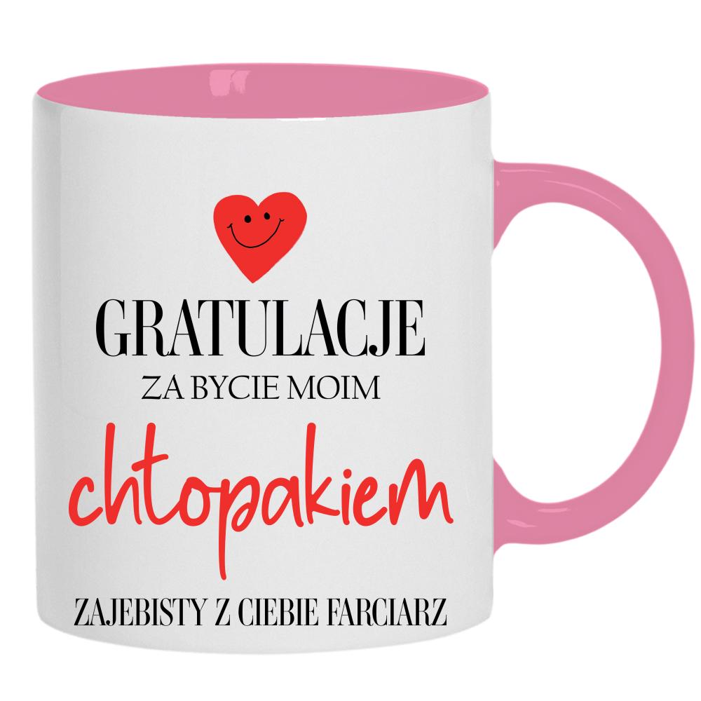 Gratulacje za bycie moim chłopakiem 2 kubek ucho kolor kolor różowy