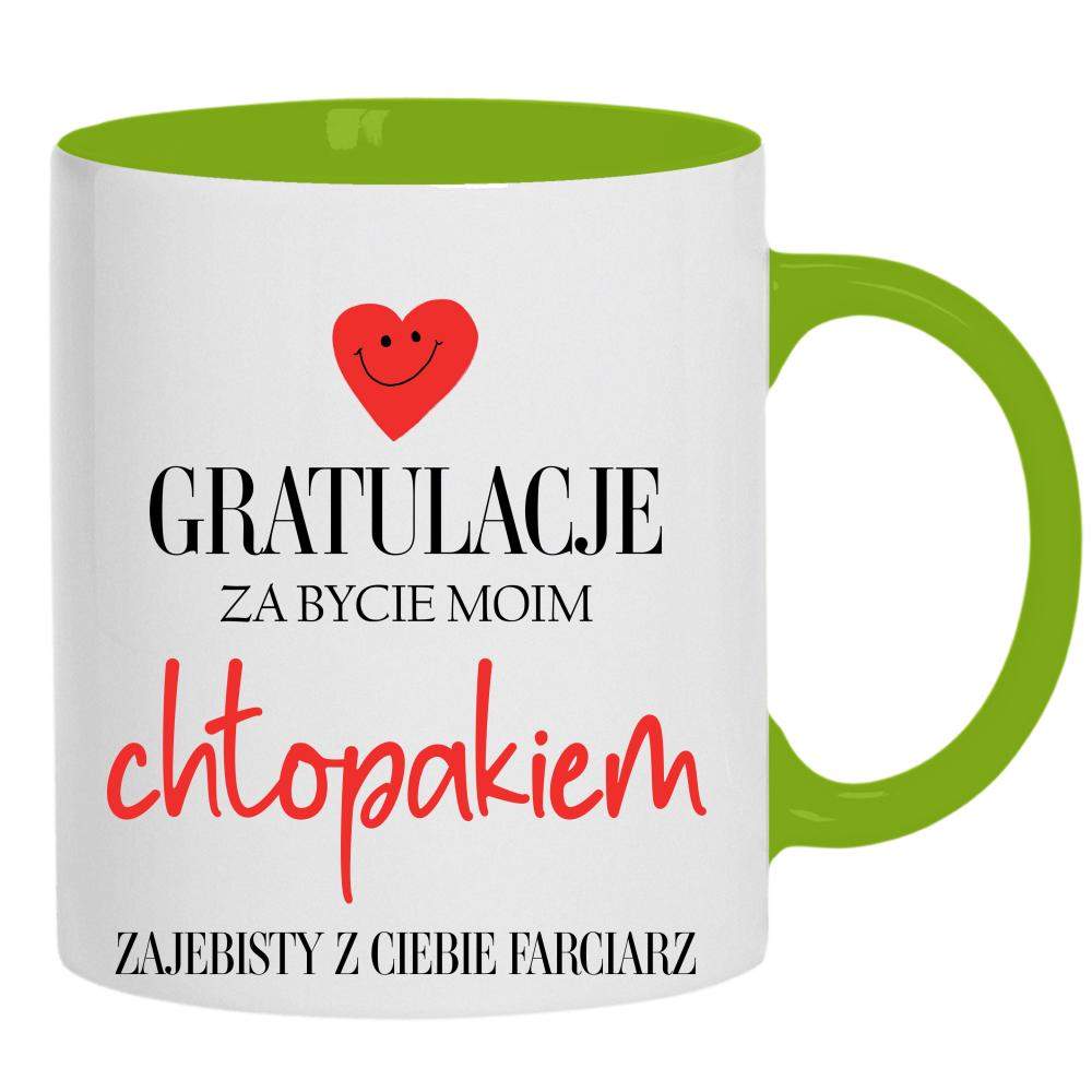 Gratulacje za bycie moim chłopakiem 2 kubek ucho kolor kolor zielony