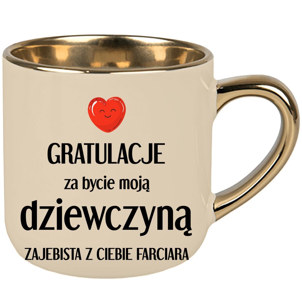 Gratulacje za bycie moją dziewczyną kubek elegant duży kolor kremowy