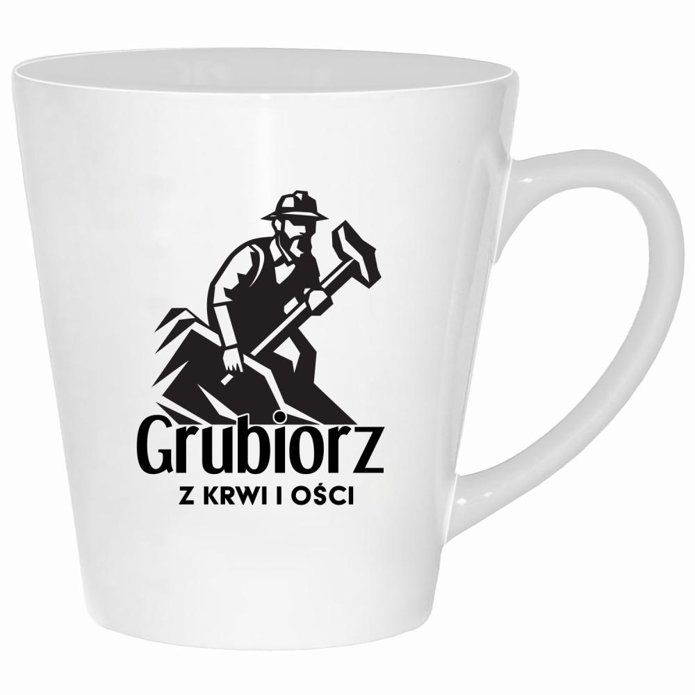 Grubiorz z krwi i ości kubek latte kolor biały