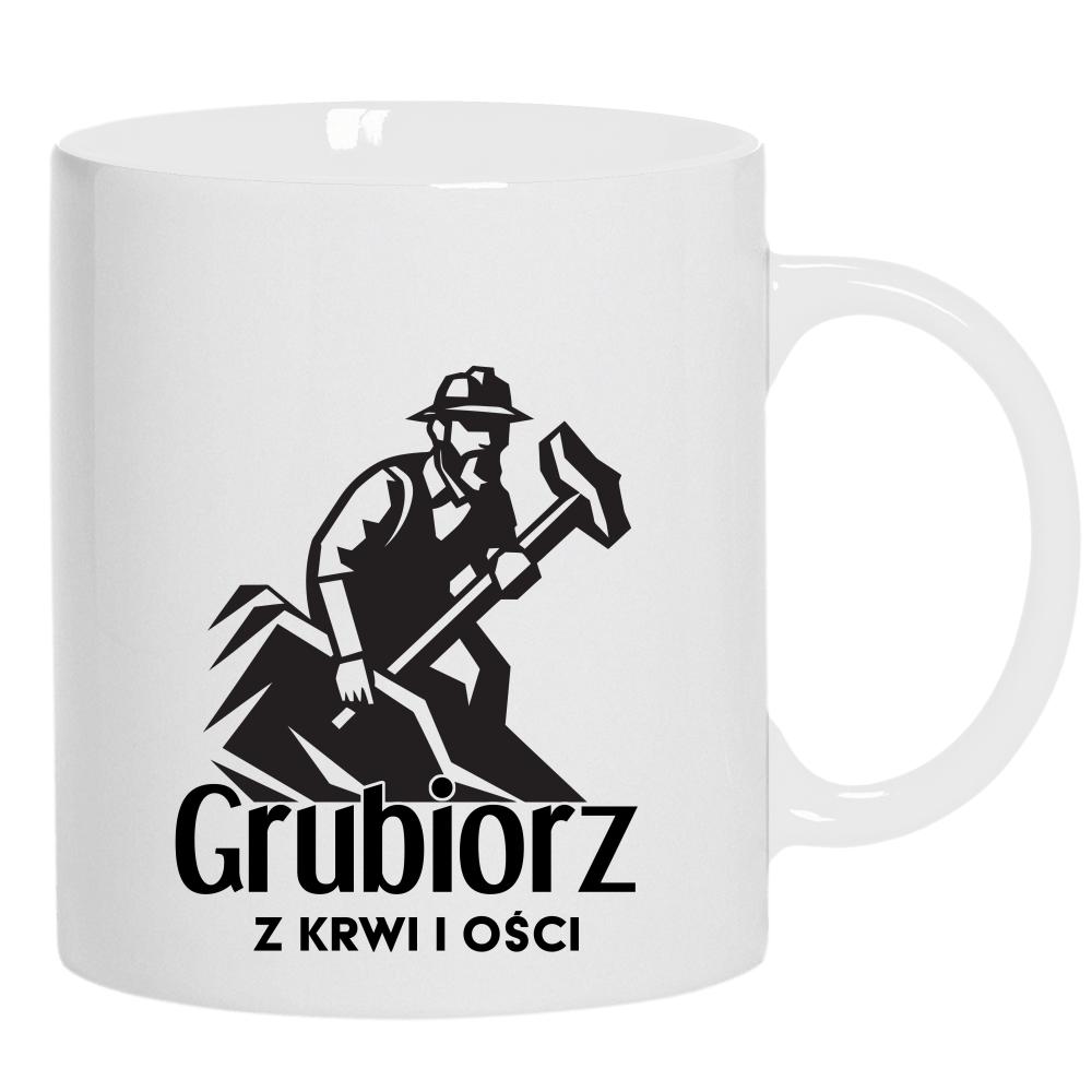 Grubiorz z krwi i ości kubek ucho kolor kolor biały