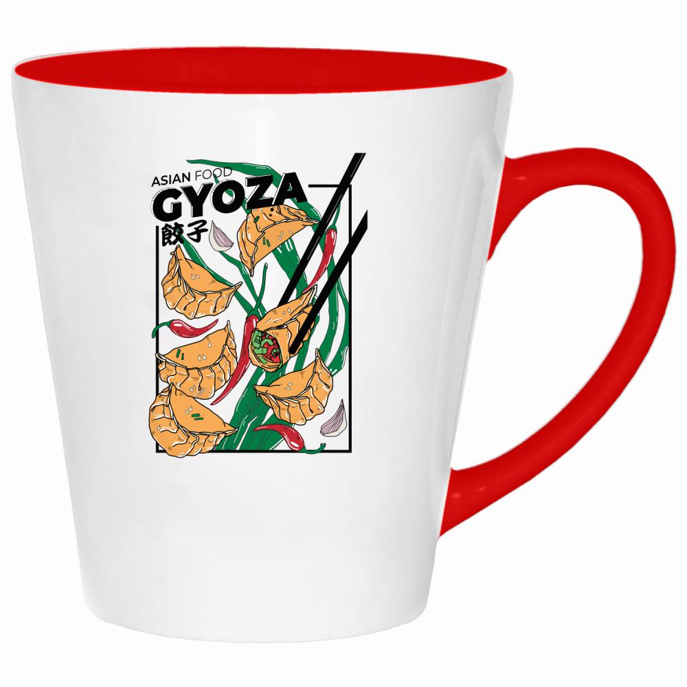 Gyoza kubek latte kolor czerwony latte