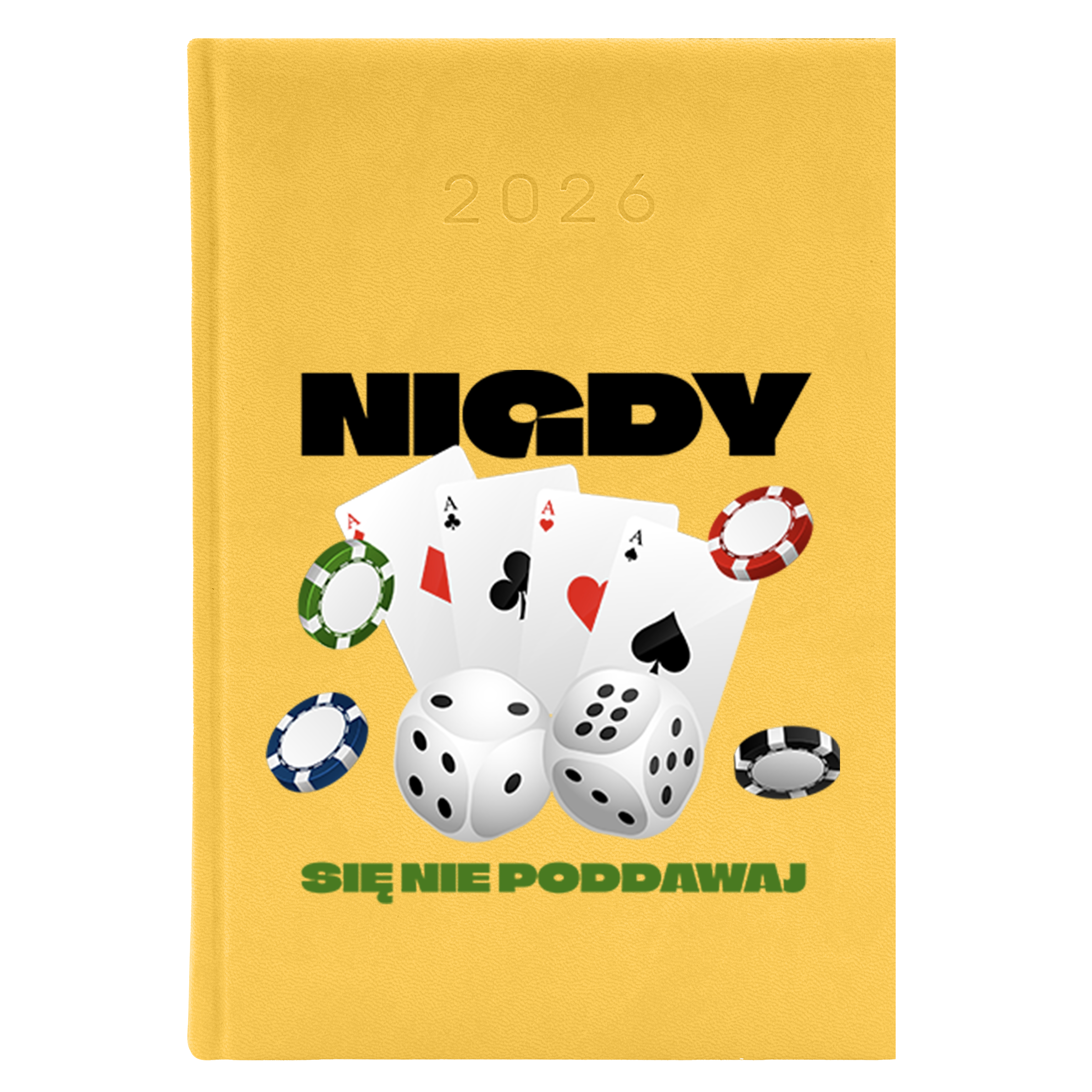 Hazard – Nigdy się nie poddawaj kalendarz książkowy a5 2026 kolor żółty kalendarz