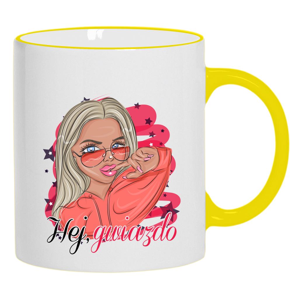 Hej Gwiazdo kubek żółty uchwyt i rant kolor żółty