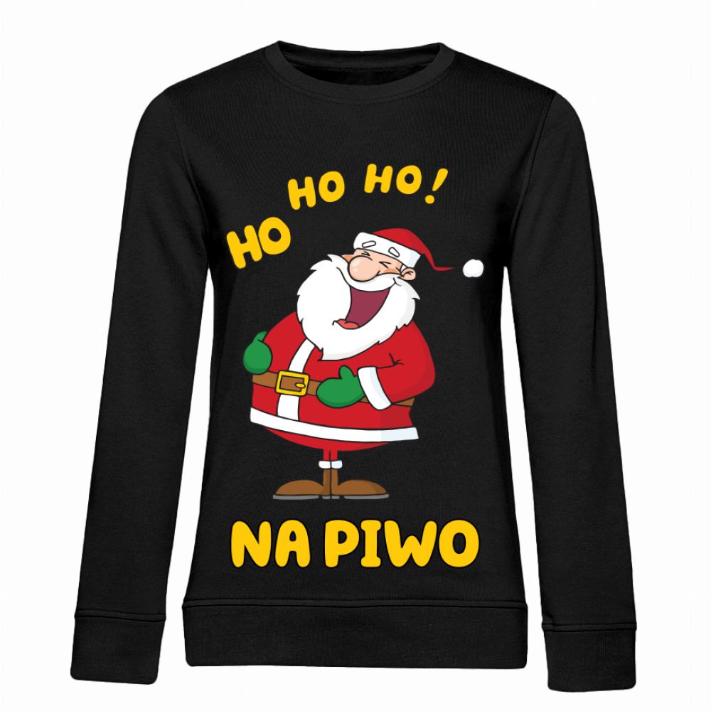 Ho Ho Ho na piwo bluza damska bez kaptura kolor koszulka różowa