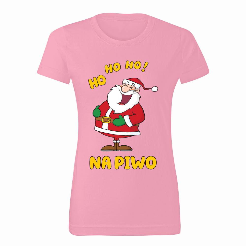 Ho Ho Ho na piwo koszulka damska kolor koszulka różowa