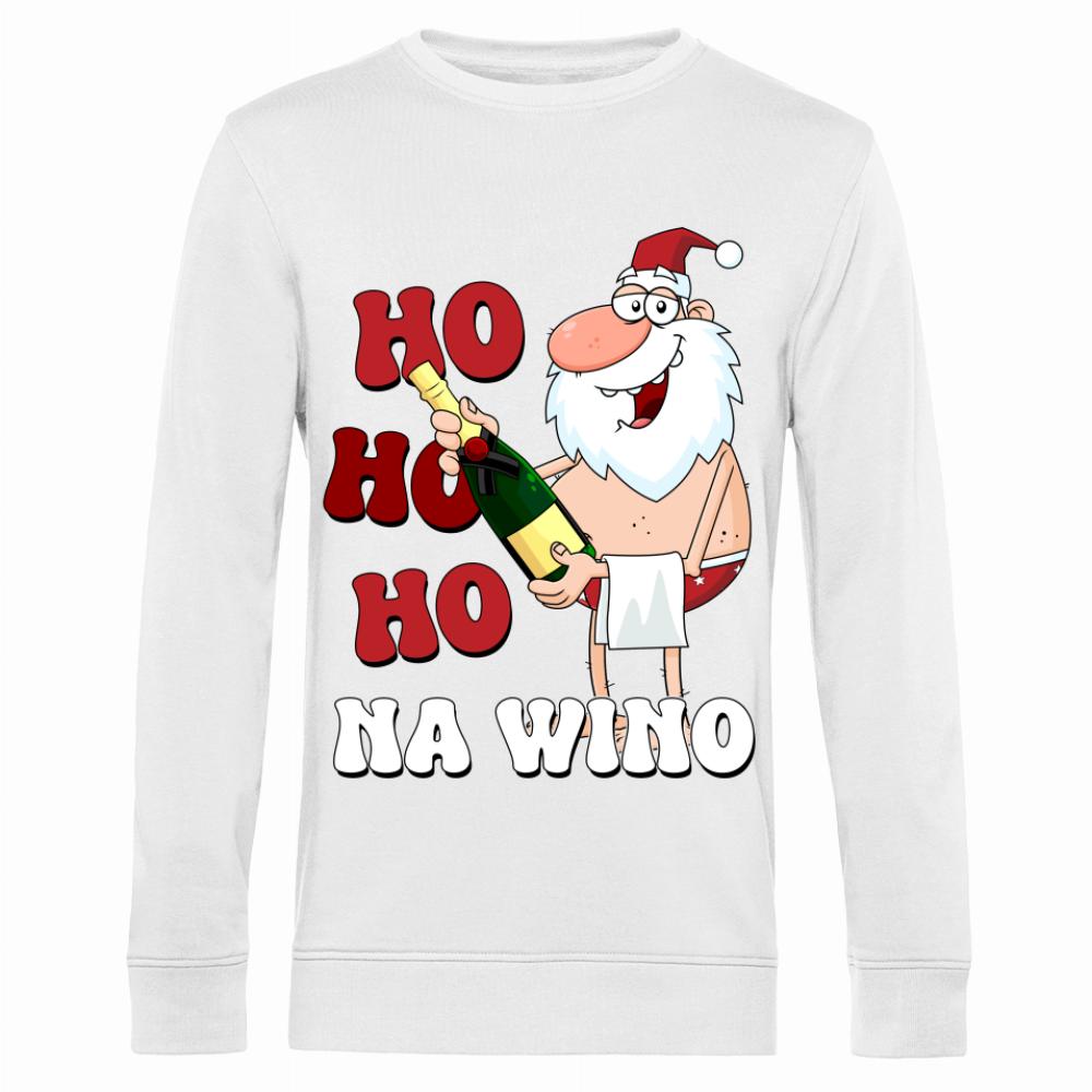 Ho Ho Ho na wino bluza męska bez kaptura kolor biały