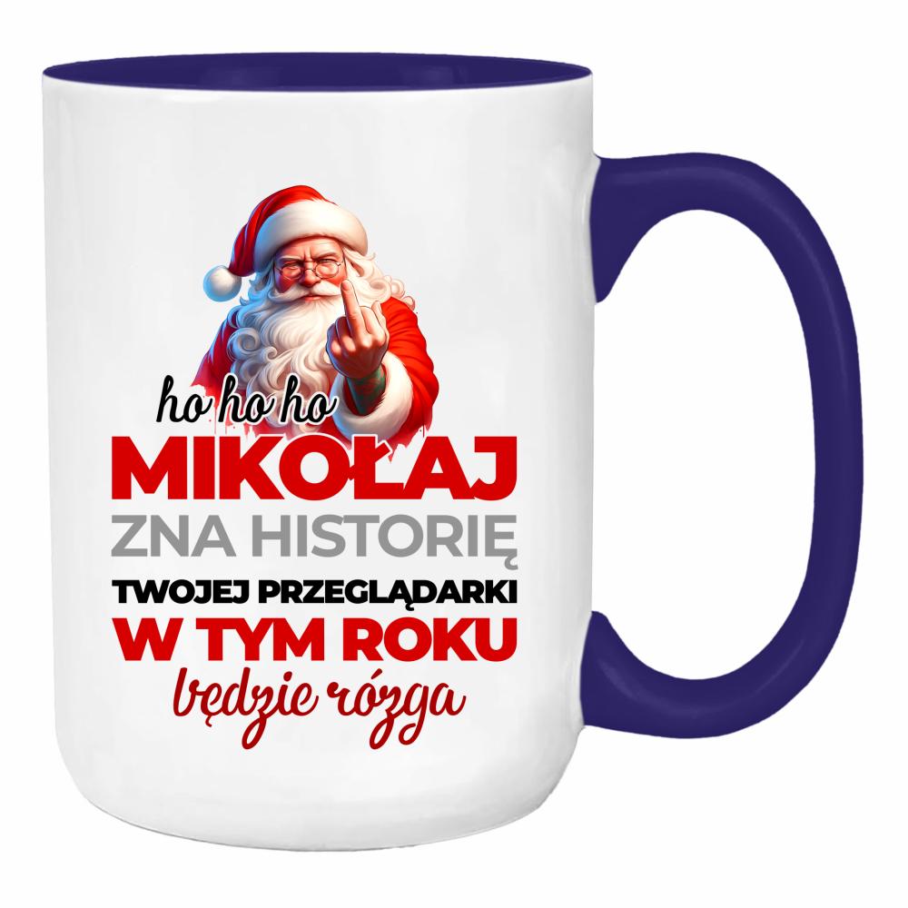 Ho ho Mikołaj zna historię twojej przeglądarki duży kubek ucho kolor kolor navy
