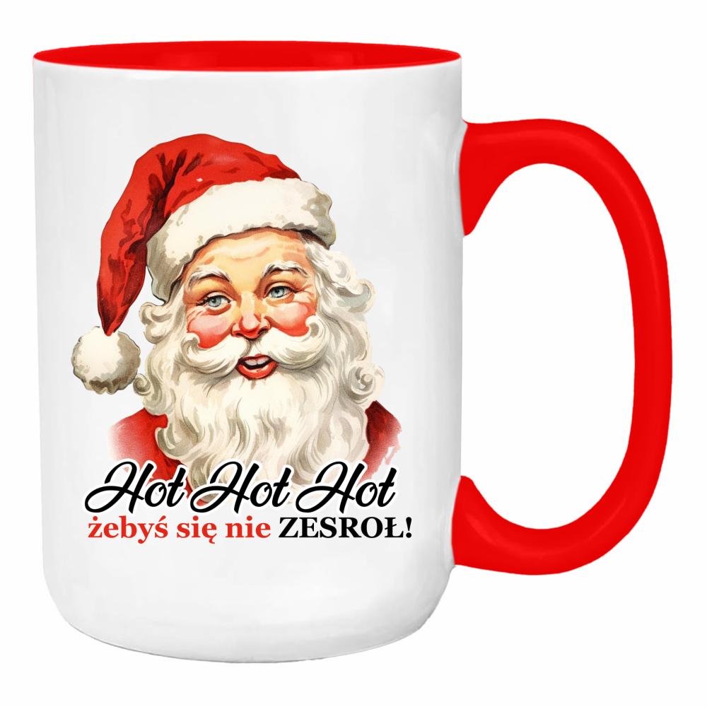 Hoł hoł hoł, żebyś się nie zesroł duży kubek ucho kolor kolor red