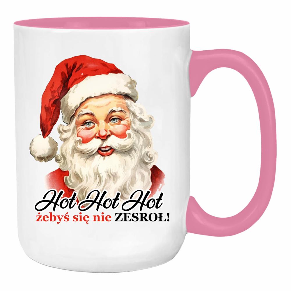 Hoł hoł hoł, żebyś się nie zesroł duży kubek ucho kolor kolor różowy