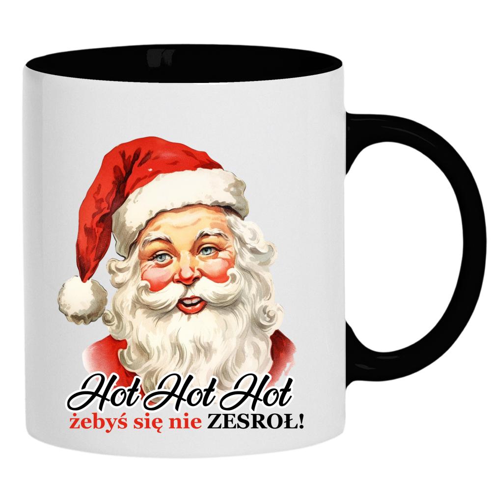 Hoł hoł hoł, żebyś się nie zesroł kubek ucho kolor kolor czarnyy