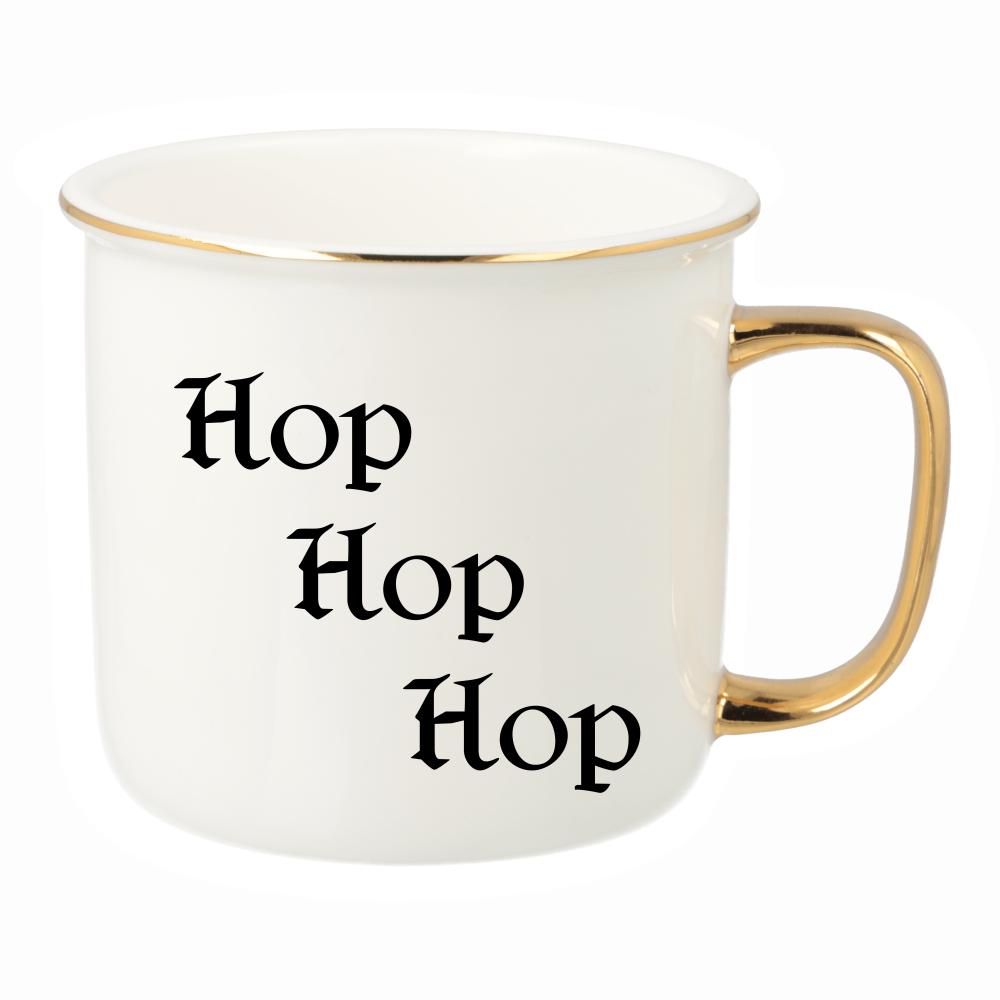 hop, hop, hop kubek porcelanowy retro kolor żółty