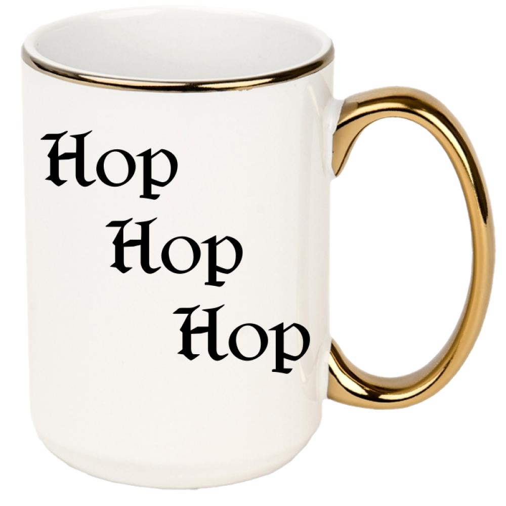 hop, hop, hop kubek xxl złoty rant i ucho kolor pastelowy fiolet