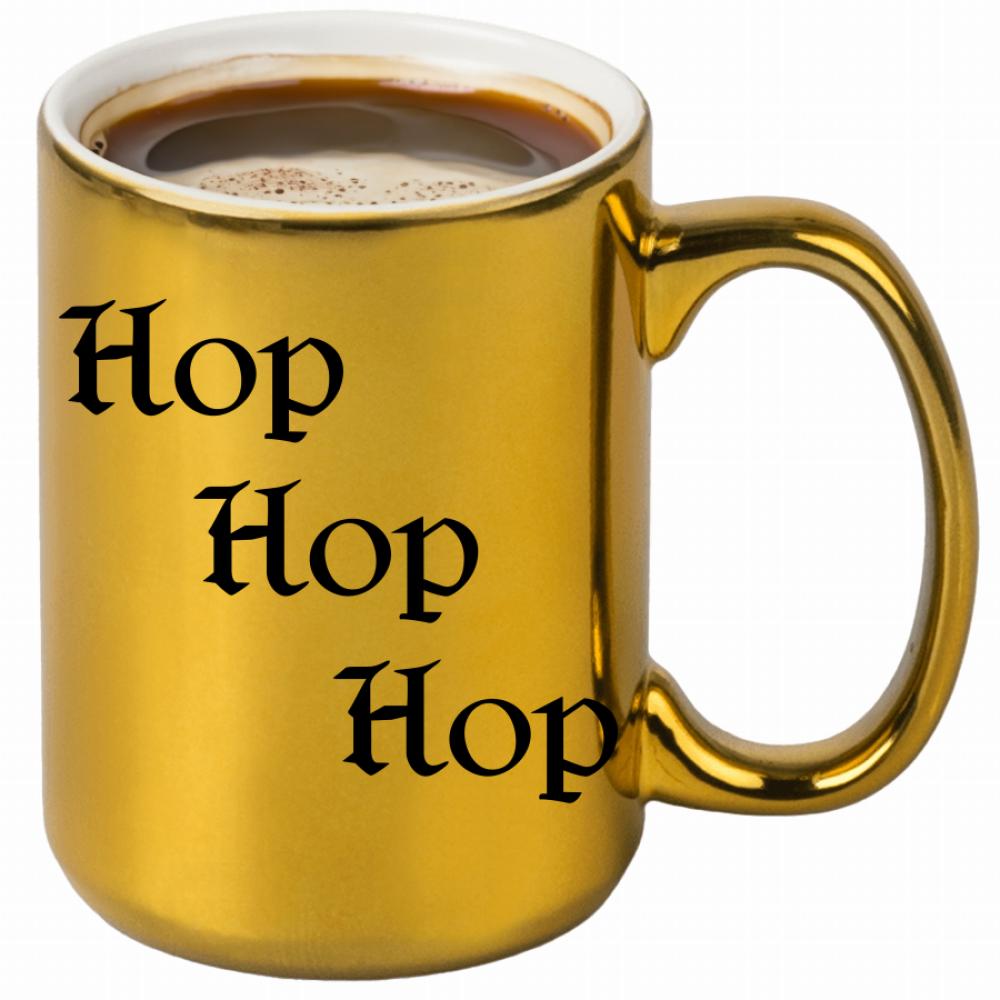 hop, hop, hop kubek złoty kolor różowawo-szary