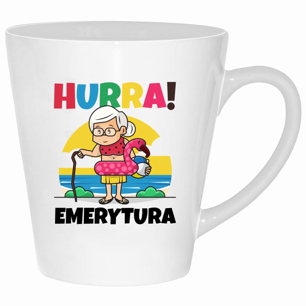 Hurra! Emerytura kubek latte kolor biały