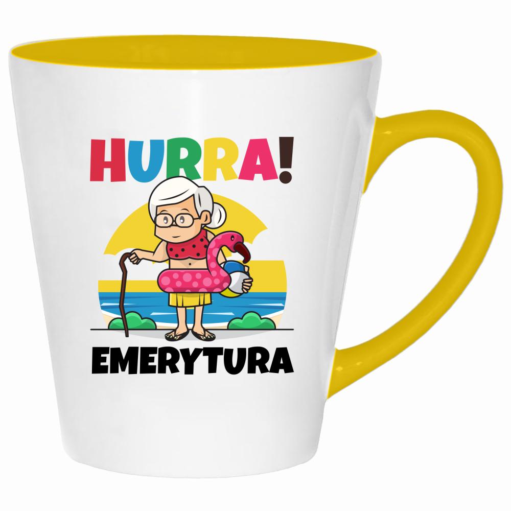 Hurra! Emerytura kubek latte kolor żółtyy