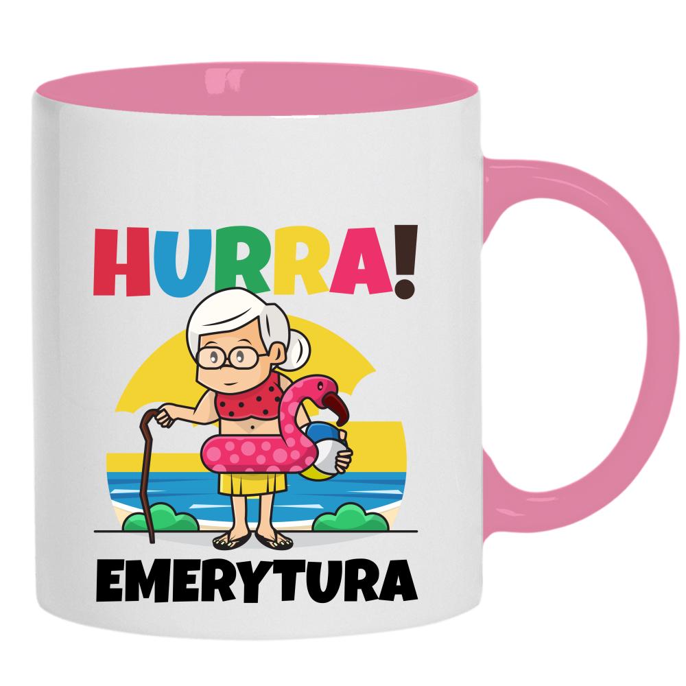 Hurra! Emerytura kubek ucho kolor kolor różowy