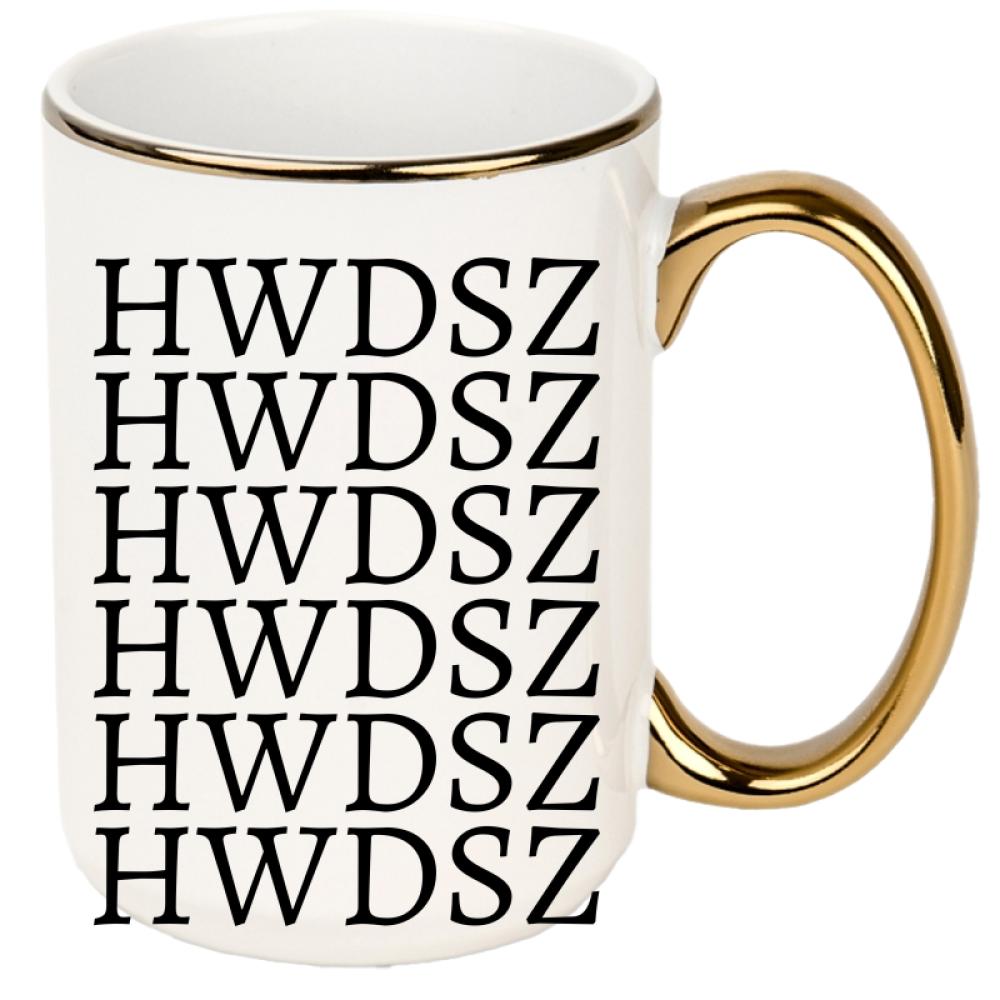 HWDSZ kubek xxl złoty rant i ucho kolor czerwony latte