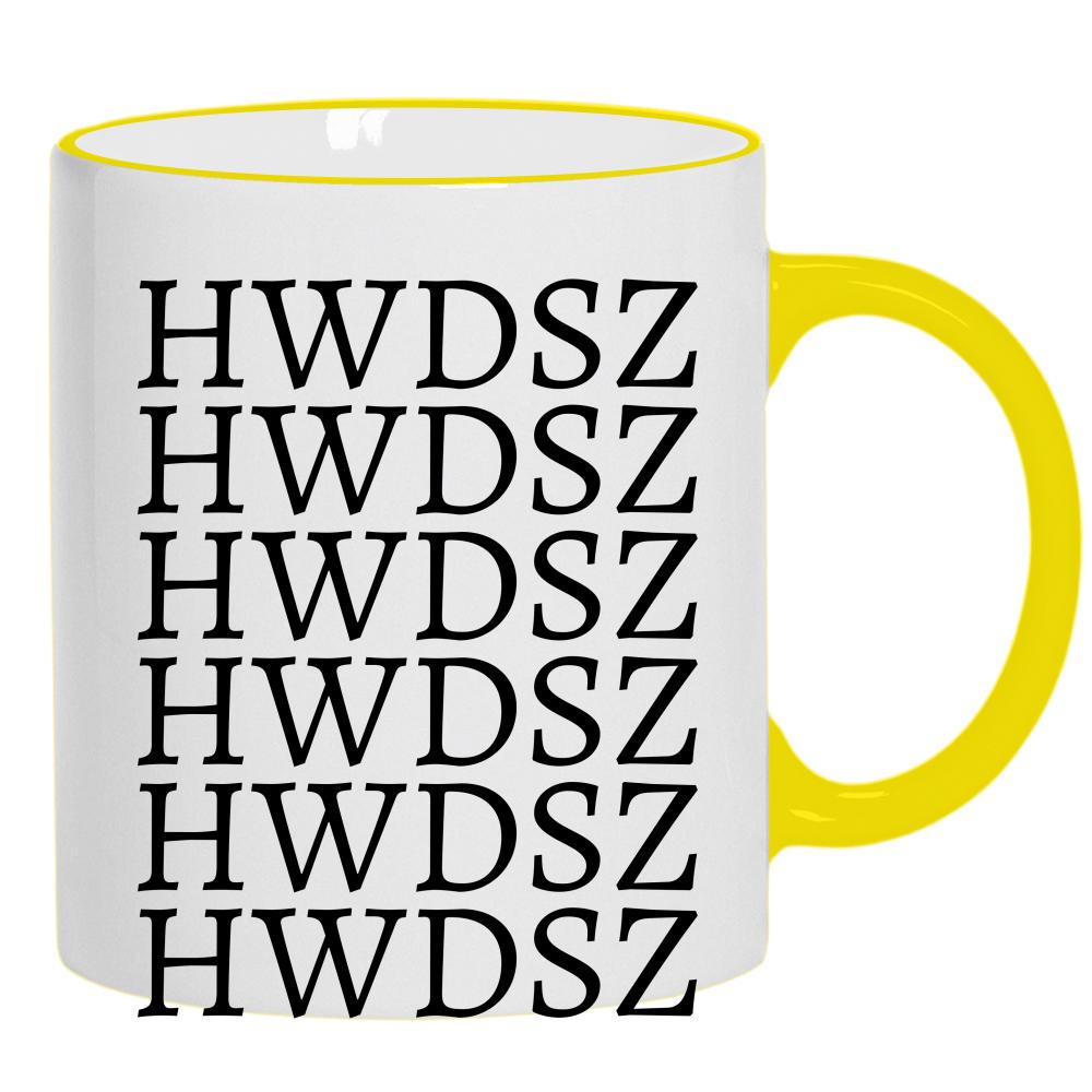 HWDSZ kubek żółty uchwyt i rant kolor różowy