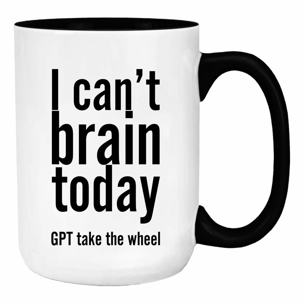 I can't brain today duży kubek ucho kolor kolor czarnyy