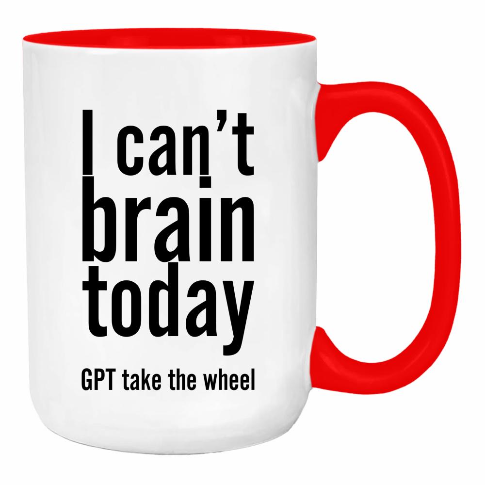 I can't brain today duży kubek ucho kolor kolor red