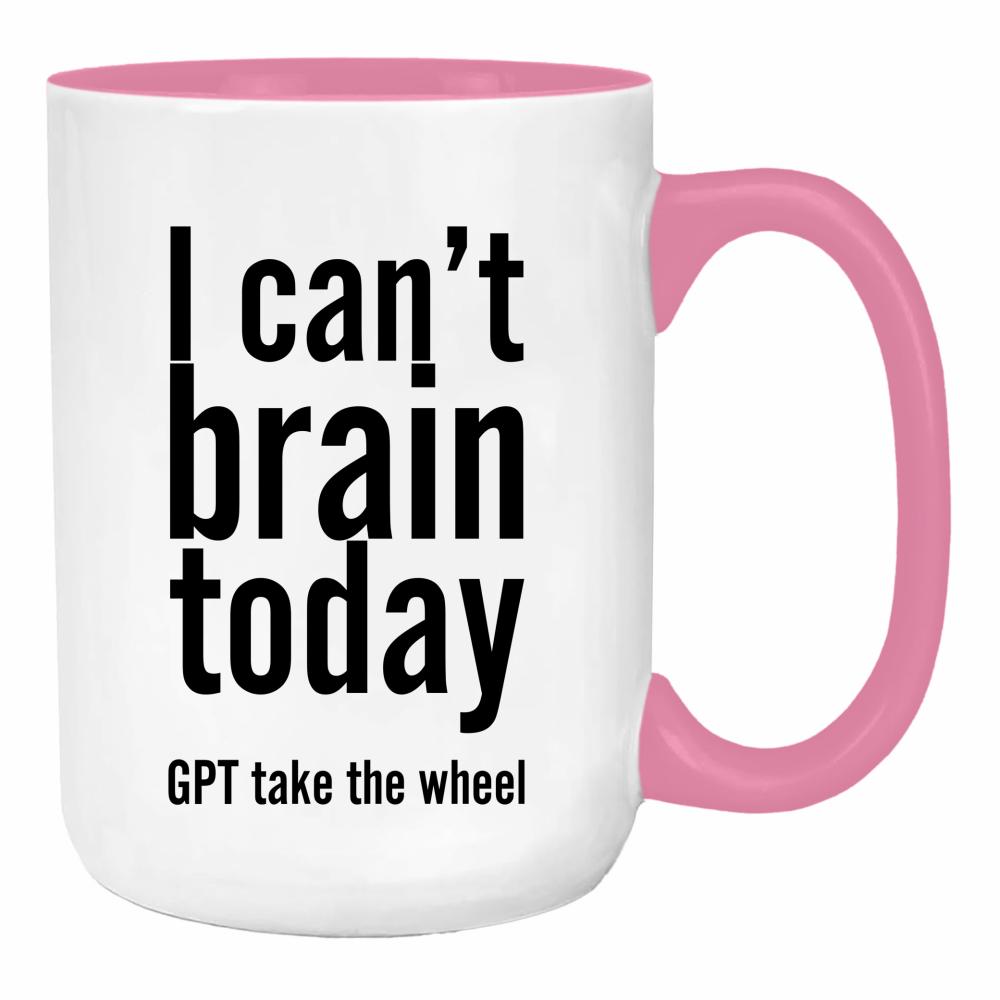 I can't brain today duży kubek ucho kolor kolor różowy