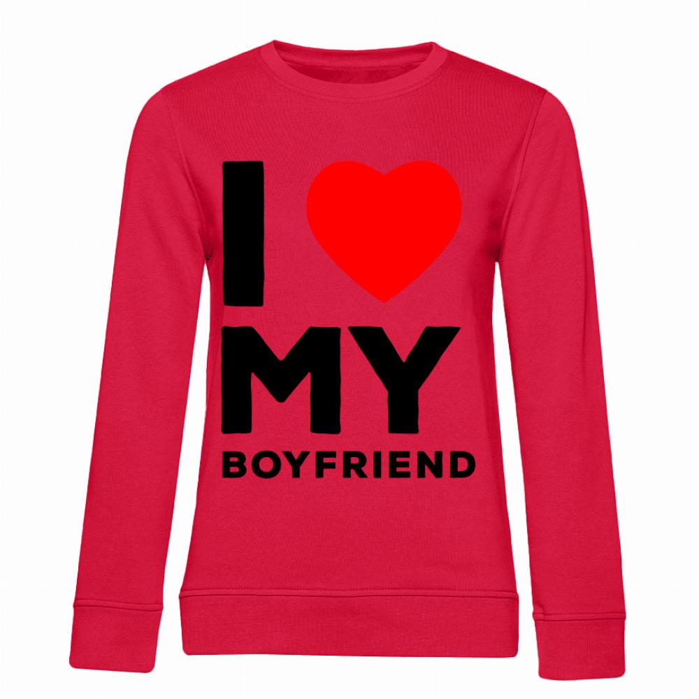 I Love My Boyfriend 2 bluza damska bez kaptura kolor czerwony