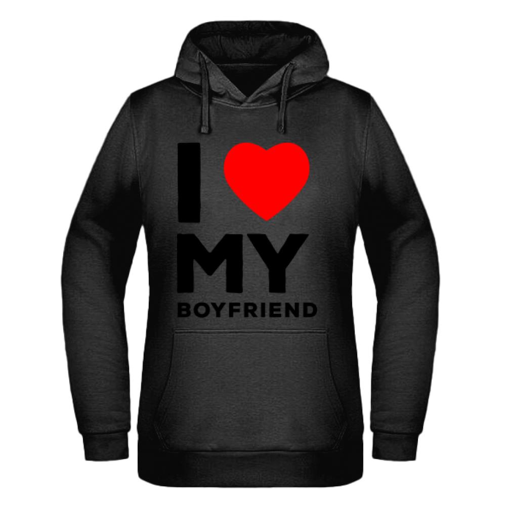 I Love My Boyfriend 2 bluza damska z kapturem kolor zielony