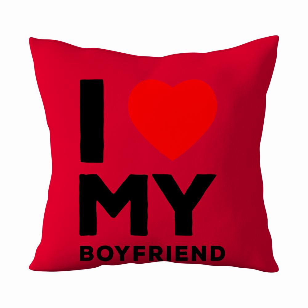 I Love My Boyfriend 2 poduszka kolor czerwony