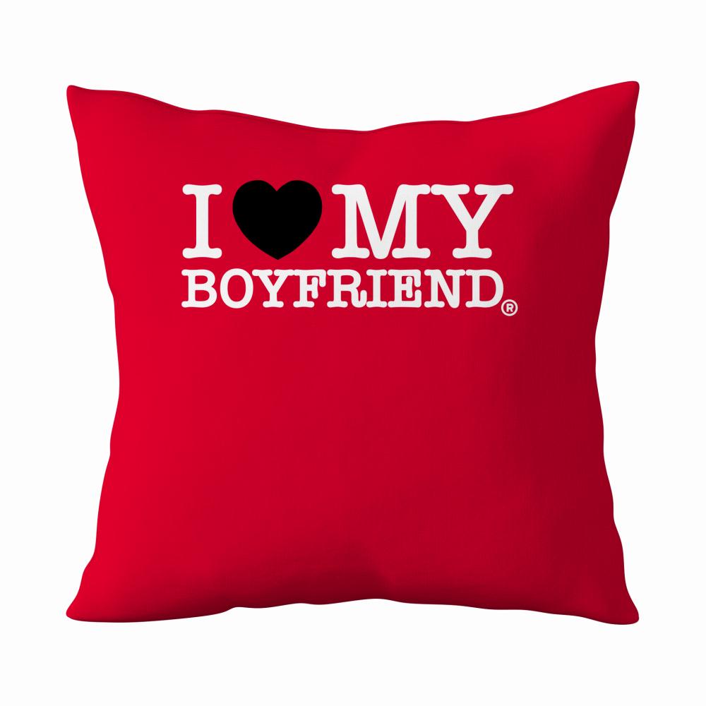 I Love My Boyfriend 3 poduszka kolor czerwony