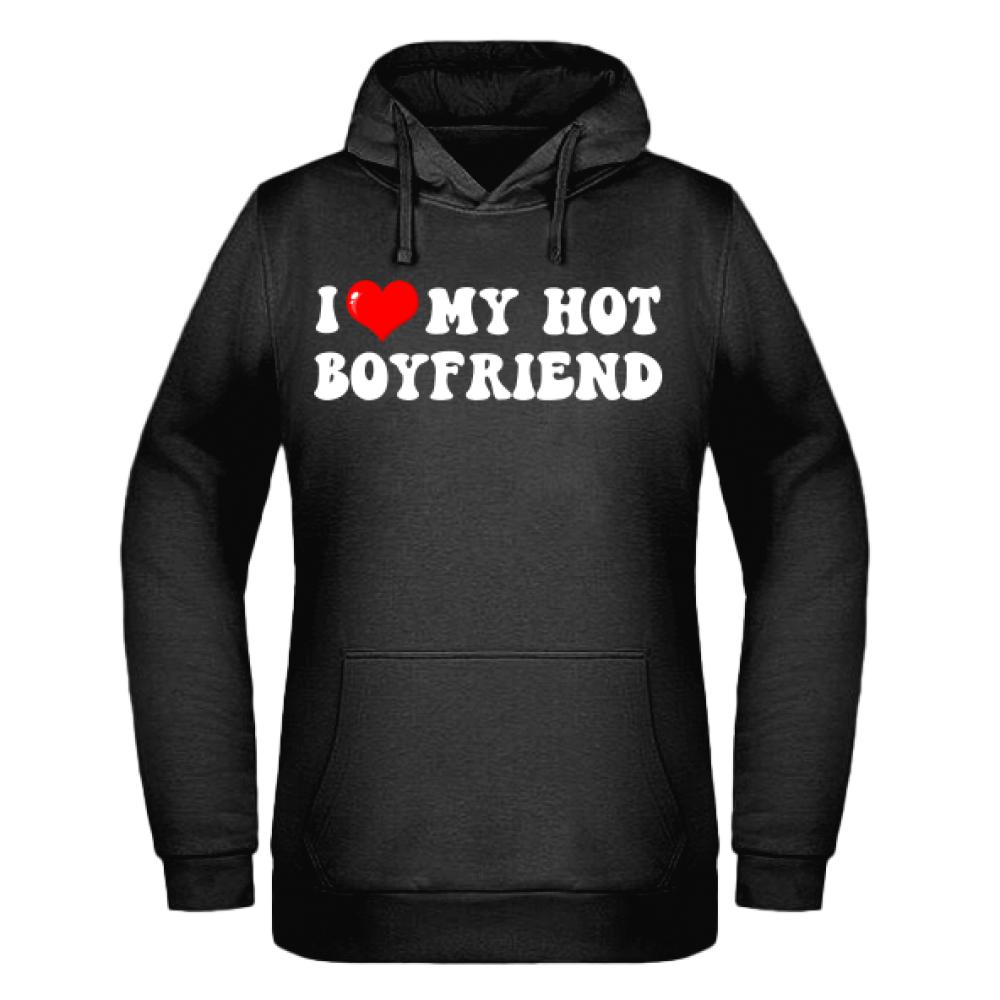 I love my boyfriend Czarne bluza damska z kapturem