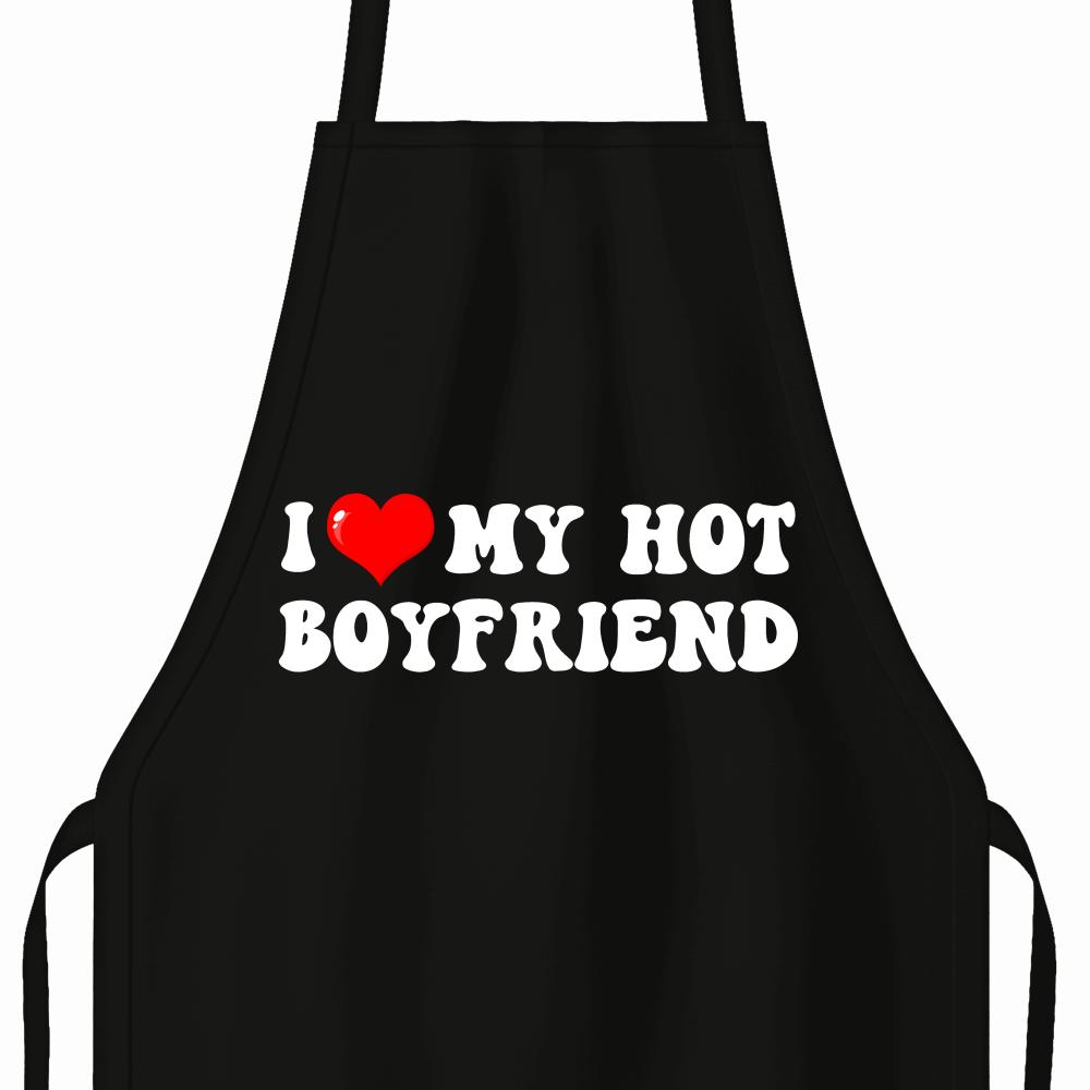 I love my boyfriend Czarne fartuch