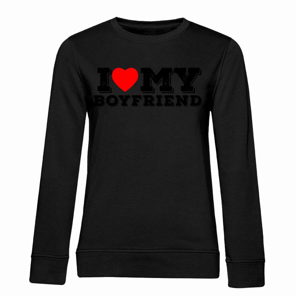 I Love My Boyfriend bluza damska bez kaptura kolor navy