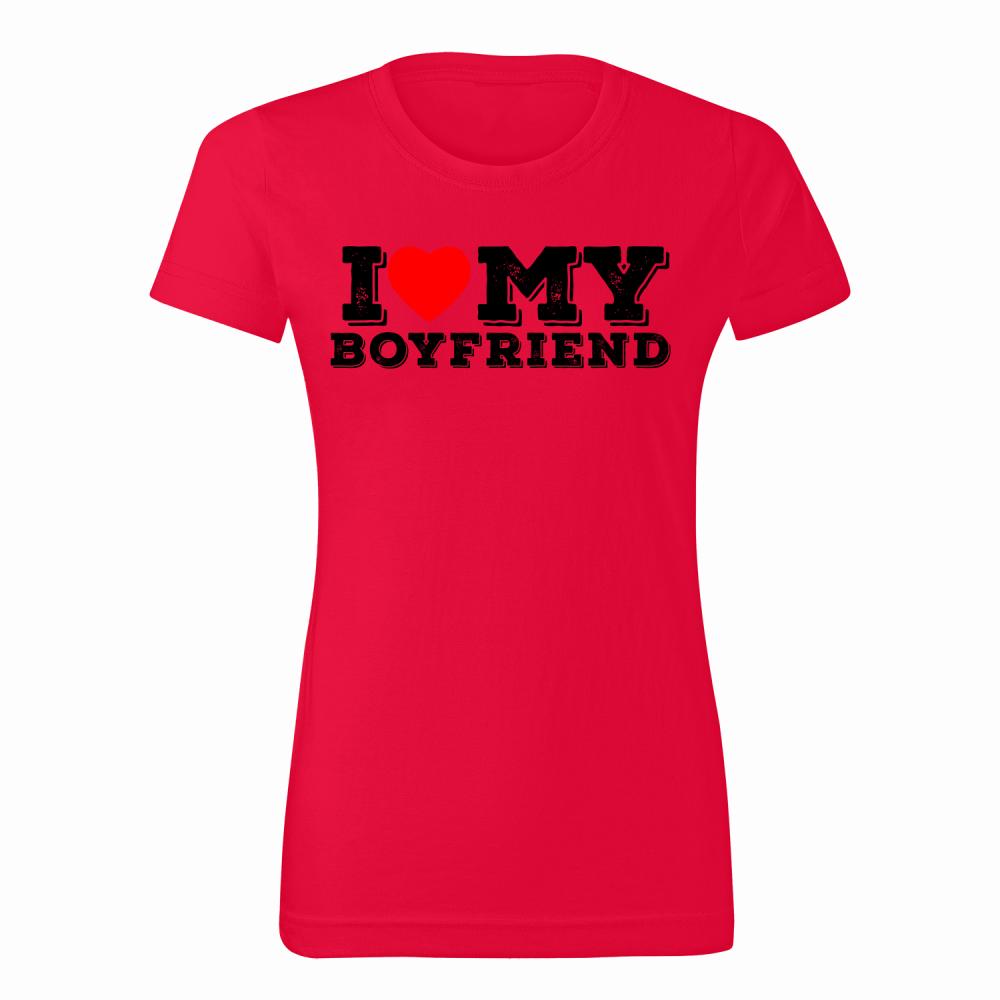 I Love My Boyfriend koszulka damska kolor czerwony