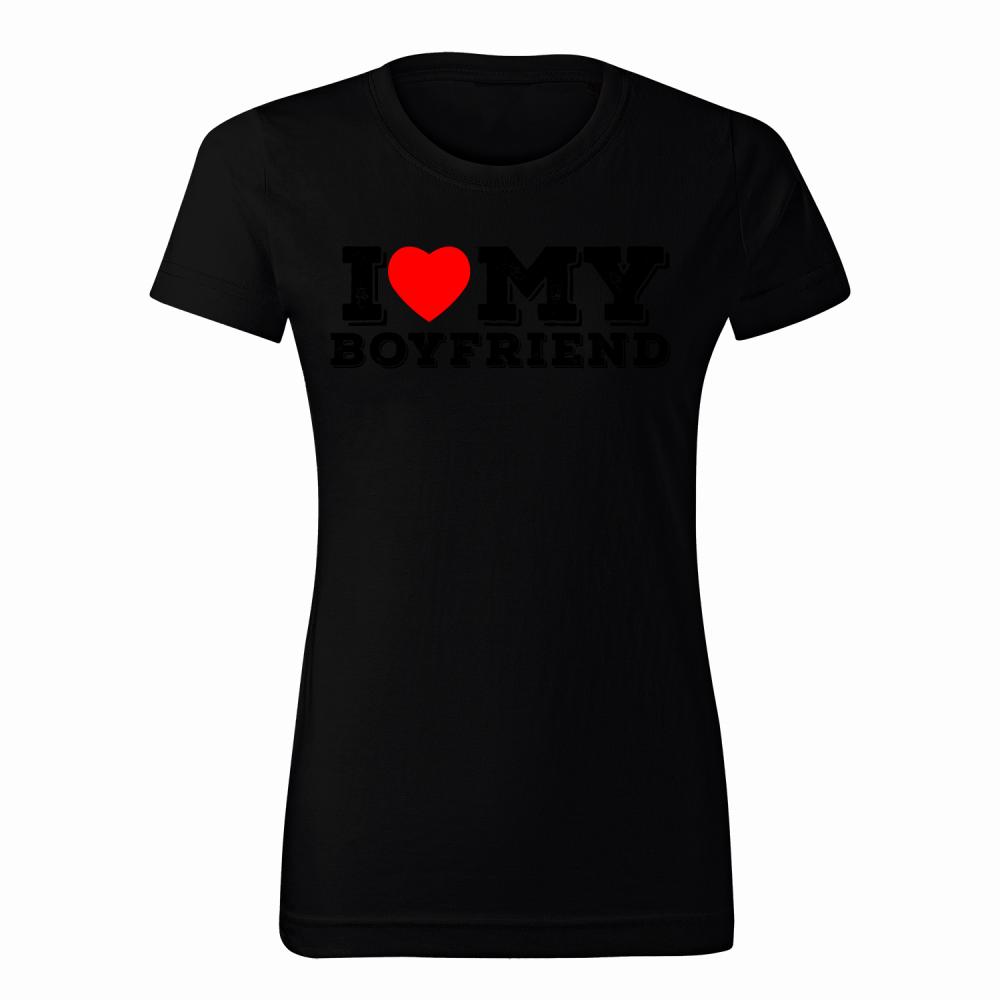 I Love My Boyfriend koszulka damska kolor różowy