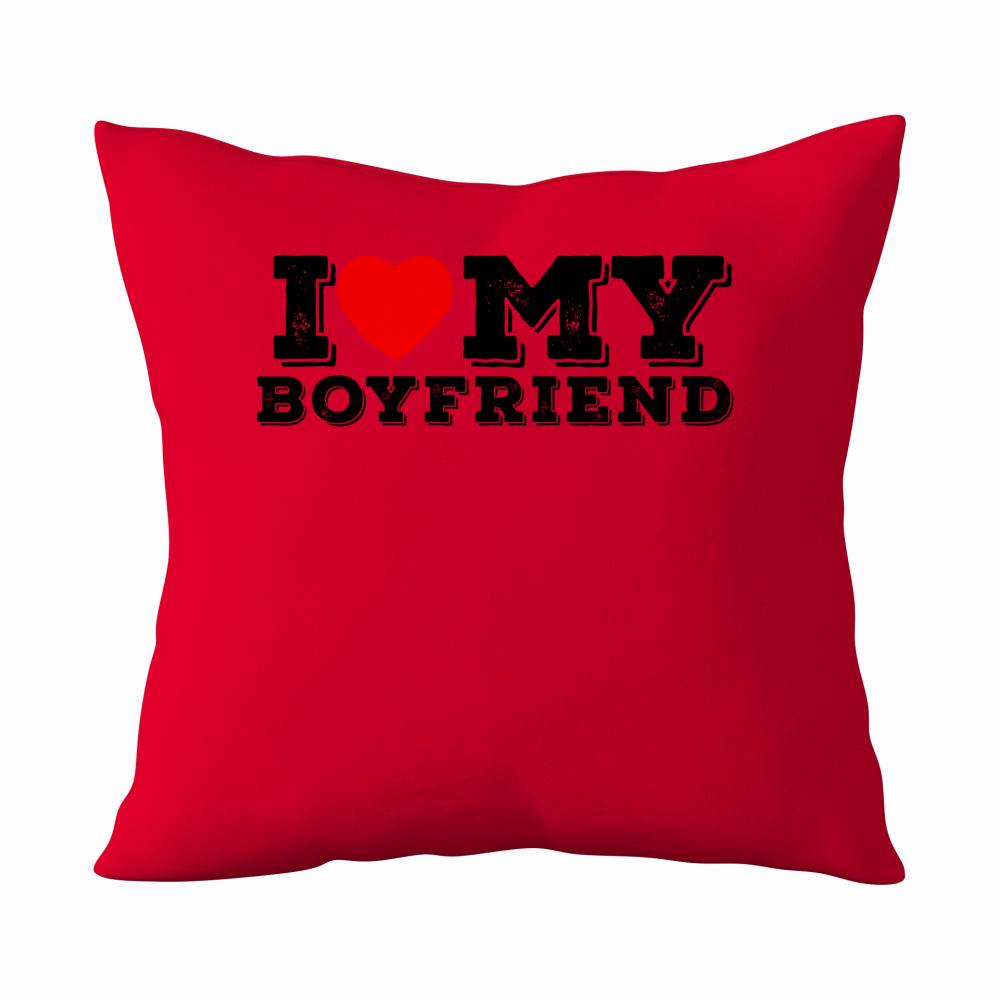 I Love My Boyfriend poduszka kolor czerwony