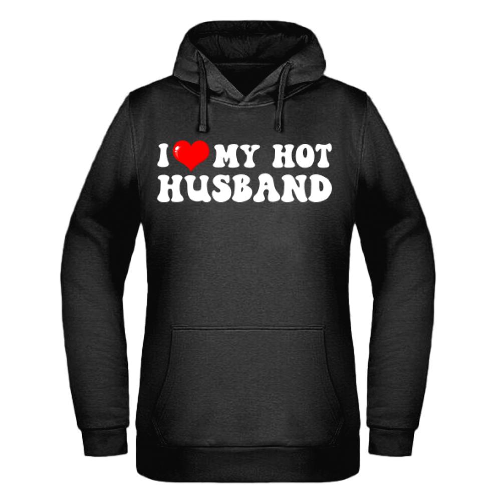 I love my husband Czarne bluza damska z kapturem