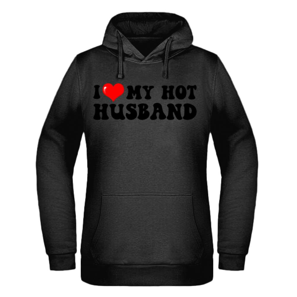 I love my husband bluza damska z kapturem kolor beżowy