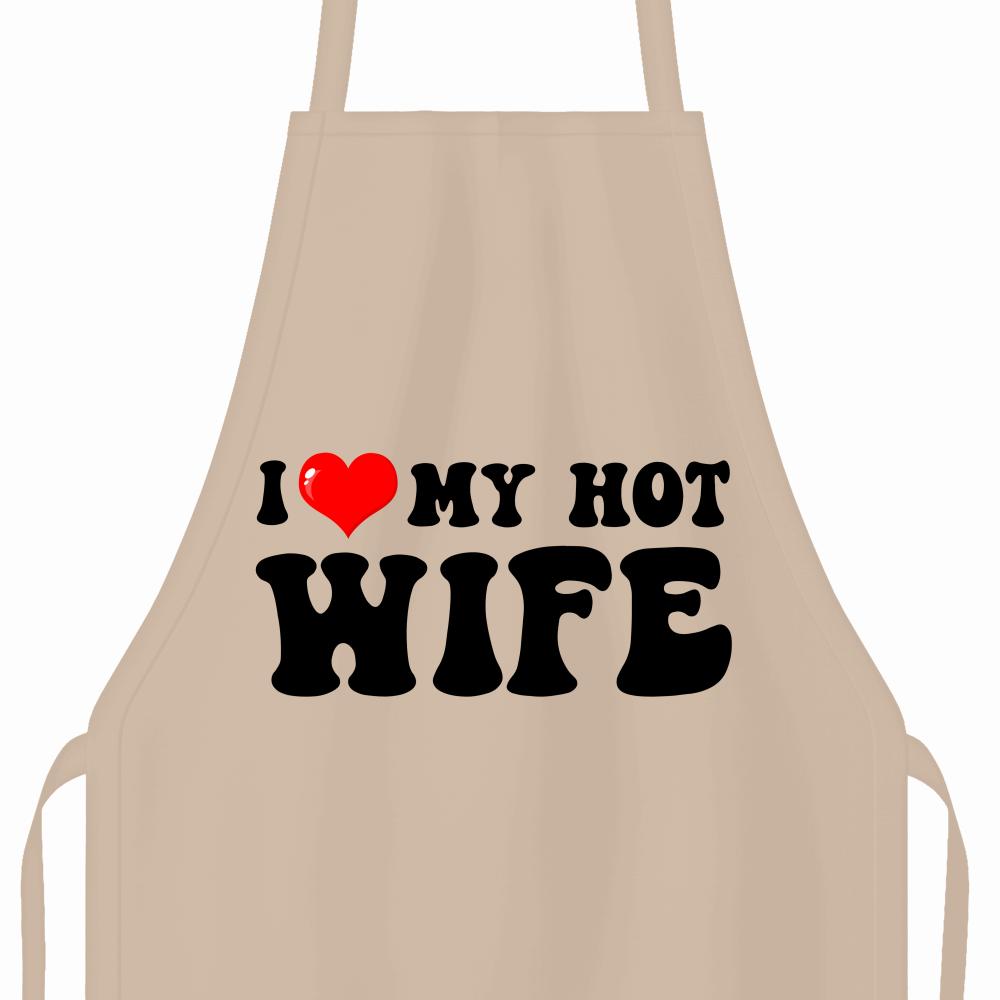 I love my wife fartuch kolor beżowy