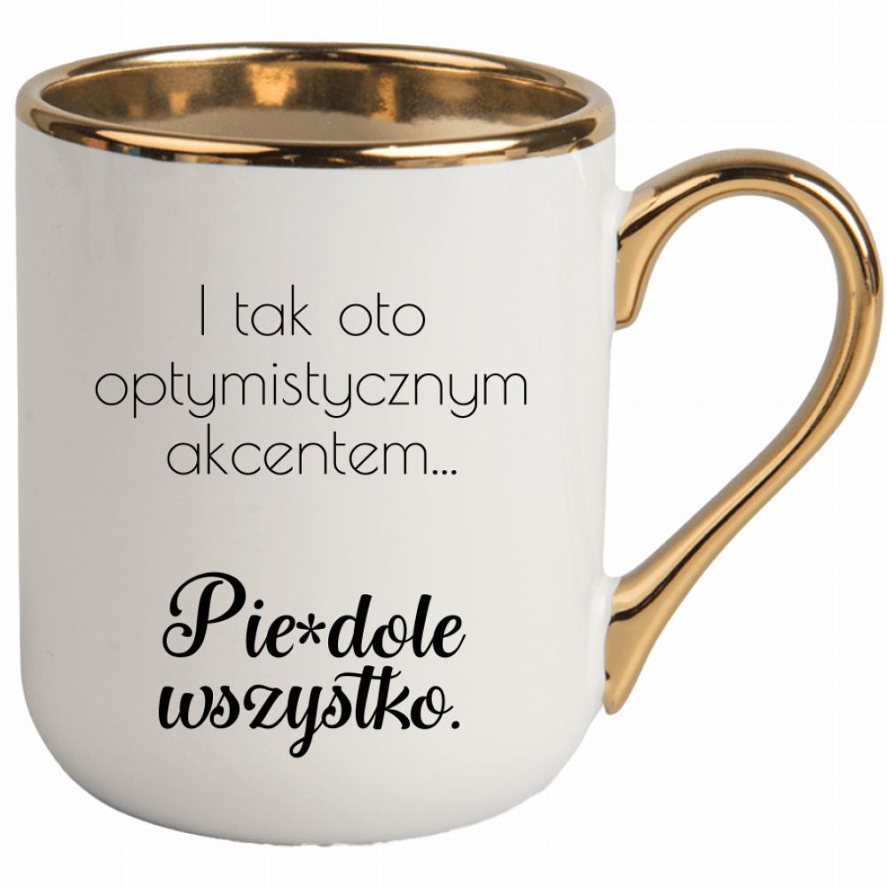 I tym oto optymistycznym akcentem pie#dolę kubek elegant biały kolor turkus